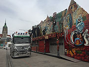 Eckl's Nostalgie Geisterbahn beim Aufbau Frühlingsfest München 2018 am 15.04.2018 (©Foto: Martin Schmitz)